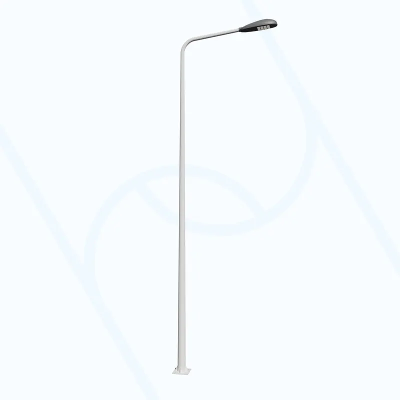 Self-bending arm tapered street light pole