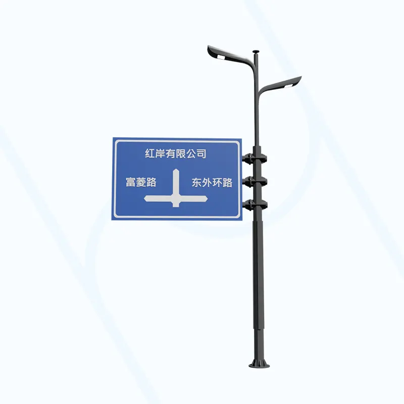 Three-wishbone sign traffic pole