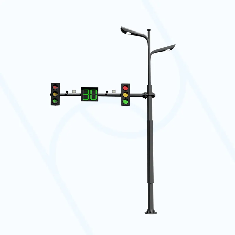 Traffic poles with traffic lights installed